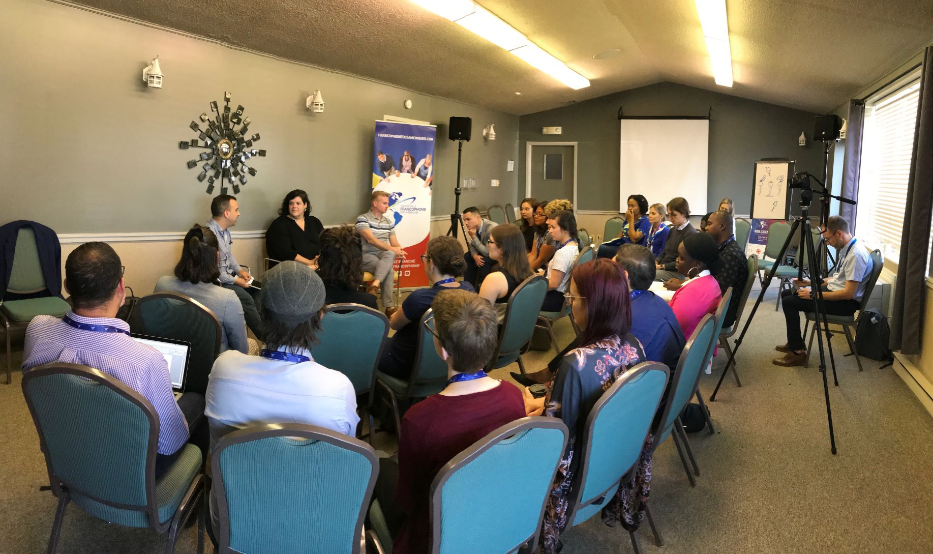 Le panel sur la mobilisation avec Jason Doiron, Mélissa Mollen-Dupuis et Joseph Dunn.