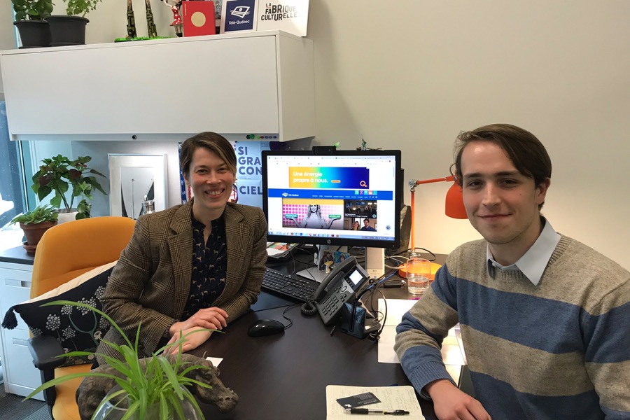 Excellente rencontre entre Will McGrew et Marie-Claude Leclerc, coordonnatrice régionale Capitale-Nationale-Chaudière-Appalaches de Télé-Québec