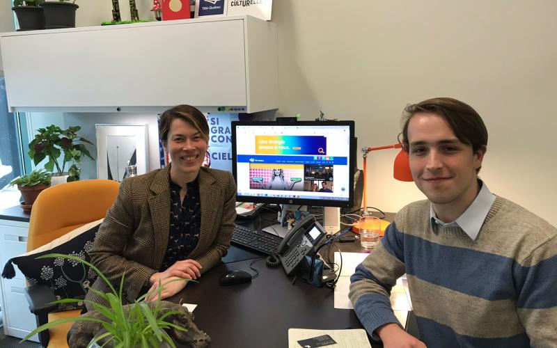 Excellente rencontre entre Will McGrew et Marie-Claude Leclerc, coordonnatrice régionale Capitale-Nationale-Chaudière-Appalaches de Télé-Québec